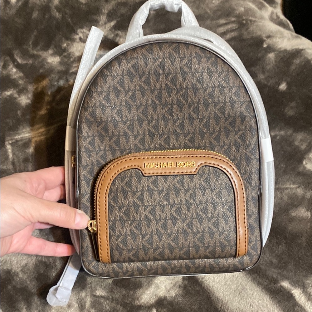 Michael Kors Brown and Black Backpack with Signature Design